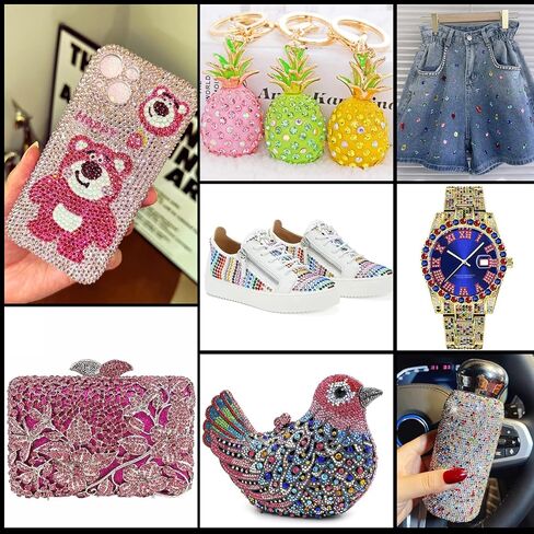 أحجار الراين الفنية 4 مم، حوالي 12000 قطعة/صندوق 24 لونًا 4 مم أحجار الراين الفنية المستديرة ذات القاع المسطح بريق الكريستال جوهرة حجر الراين، إكسسوارات الديكور ذاتية الصنع in Kuwait