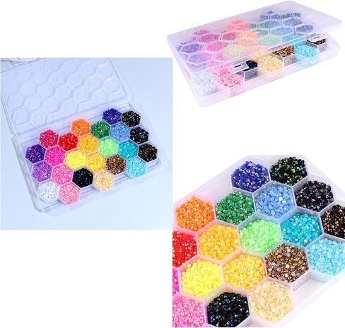 أحجار الراين الفنية 4 مم، حوالي 12000 قطعة/صندوق 24 لونًا 4 مم أحجار الراين الفنية المستديرة ذات القاع المسطح بريق الكريستال جوهرة حجر الراين، إكسسوارات الديكور ذاتية الصنع in Kuwait