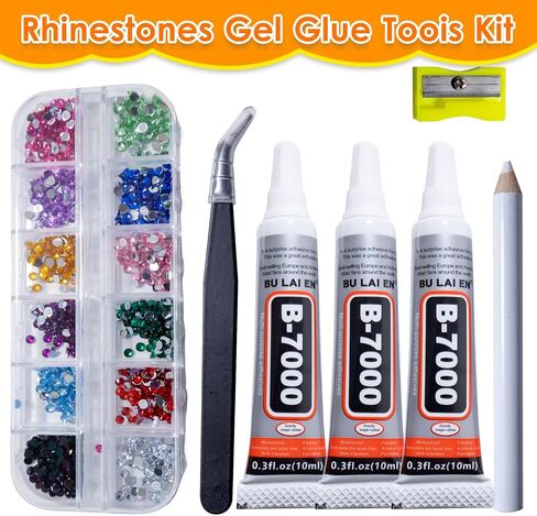 3600Pcs multi-color Rhinestones with 3Pcs b7000 Glue Clear and Rhinestone Picker Tool，bedazzler kit with Rhinestones for Nail Art DIY Jewelry Shoes in Saudi Arabia
