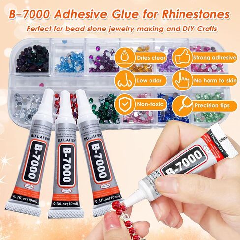 3600Pcs multi-color Rhinestones with 3Pcs b7000 Glue Clear and Rhinestone Picker Tool，bedazzler kit with Rhinestones for Nail Art DIY Jewelry Shoes in Saudi Arabia