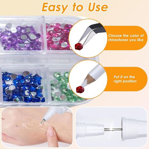3600Pcs multi-color Rhinestones with 3Pcs b7000 Glue Clear and Rhinestone Picker Tool，bedazzler kit with Rhinestones for Nail Art DIY Jewelry Shoes in Saudi Arabia