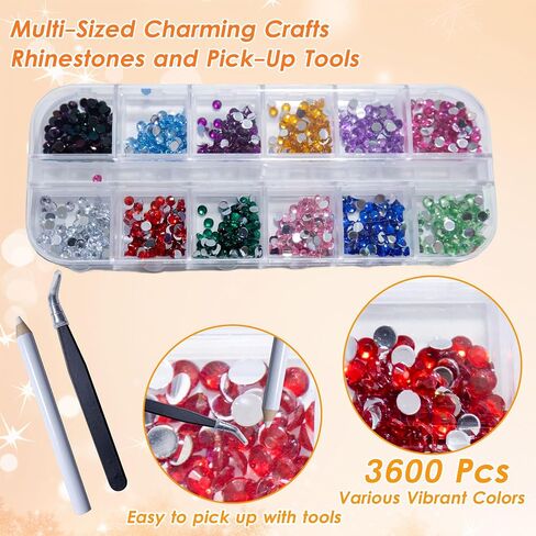 3600Pcs multi-color Rhinestones with 3Pcs b7000 Glue Clear and Rhinestone Picker Tool，bedazzler kit with Rhinestones for Nail Art DIY Jewelry Shoes in Saudi Arabia