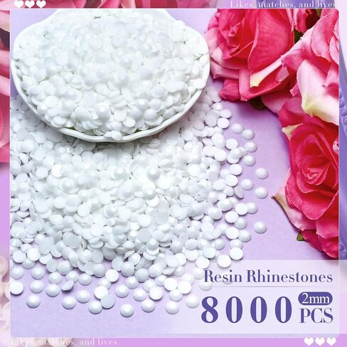 8000PCS 2mm Transparent Clear AB Rhinestones for Crafting, Flatback Rhinestones for Clothes Shoes Tumblers Nail Art, Wholesale Bedazzling Jelly Gemstones with B7000 Clear Glue in Kuwait