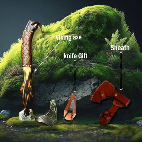 R&S Industries Custom Gift Forged Carbon Steel Viking Axe with Rose Wood Shaft, Viking Bearded Camping Axe, Best Birthday for Him in Saudi Arabia