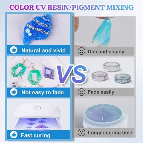 LET'S RESIN UV Resin Kit (3 Colors), Including Light & Large Silicone Mat, 150g, Clear, Low Odor, Yellowing Resistance, Versatile for Translucent Materials, Jewelry Making, Beginner in Saudi Arabia