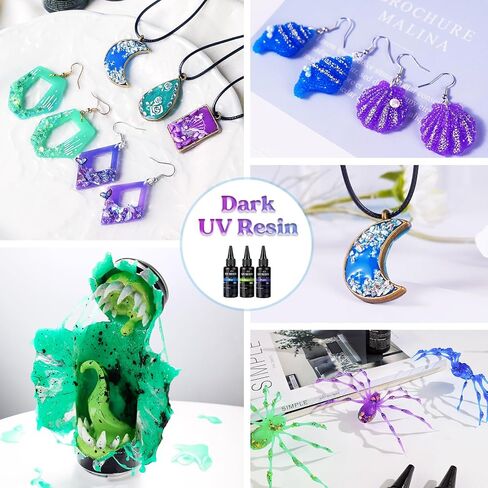 LET'S RESIN UV Resin Kit (3 Colors), Including Light & Large Silicone Mat, 150g, Clear, Low Odor, Yellowing Resistance, Versatile for Translucent Materials, Jewelry Making, Beginner in Saudi Arabia