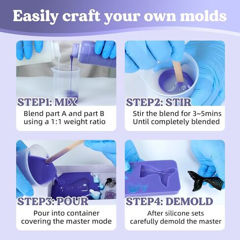 Zdspoxy Silicone Mold Making Kit, Super Elastic Mold Making Silicone Rubber, Liquid Silicone for Mold Making, N.W. 21.16 oz, 1:1 by Volume, Ideal for Casting 3D Silicone Molds Corsican Blue in Kuwait