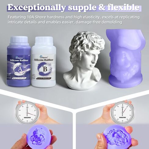 Zdspoxy Silicone Mold Making Kit, Super Elastic Mold Making Silicone Rubber, Liquid Silicone for Mold Making, N.W. 21.16 oz, 1:1 by Volume, Ideal for Casting 3D Silicone Molds Corsican Blue in Kuwait