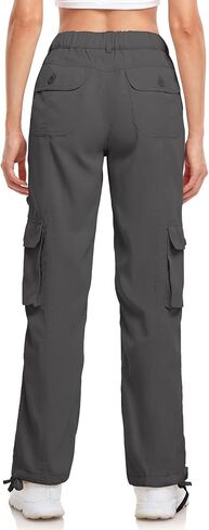 Women’s Cargo Work Pants Elastic Waist Straight Leg Baggy Casual Hiking Pants Cotton Military Pants 7 Pockets in Saudi Arabia