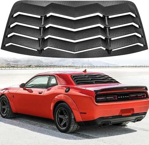 Rear Window Louver for Dodge Challenger 2008 2009 2010 2012 2013 2014 2015 2016 2017 2018 2019 2020 2021 Scoop Windshield Sun Shade Covers Fit All Weather in GT Lambo Style Matte Black ABS in Saudi Arabia