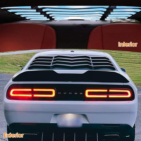 Rear Window Louver for Dodge Challenger 2008 2009 2010 2012 2013 2014 2015 2016 2017 2018 2019 2020 2021 Scoop Windshield Sun Shade Covers Fit All Weather in GT Lambo Style Matte Black ABS in Saudi Arabia