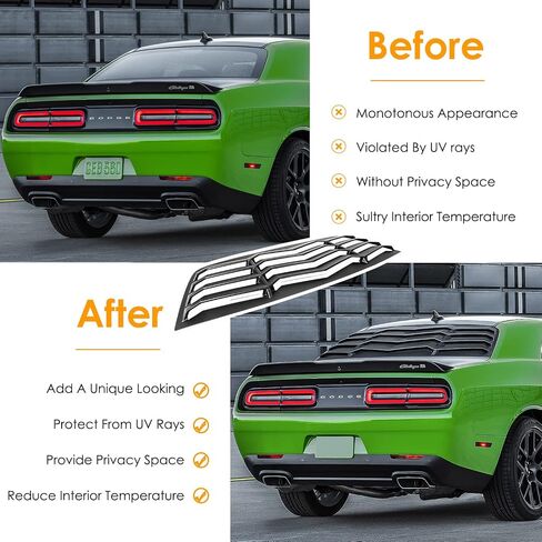 Rear Window Louver for Dodge Challenger 2008 2009 2010 2012 2013 2014 2015 2016 2017 2018 2019 2020 2021 Scoop Windshield Sun Shade Covers Fit All Weather in GT Lambo Style Matte Black ABS in Saudi Arabia