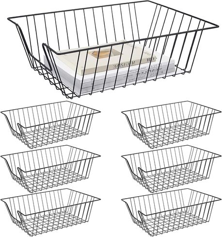 Yeaqee 6 Pcs Letter Tray Wire Paper Trays Stackable File Desk Organizer Metal File Paper Holder Basket for Desk Desktop Letter Storage for Office Home Classroom School(14'' x 10'' x 3'',Black) in Saudi Arabia