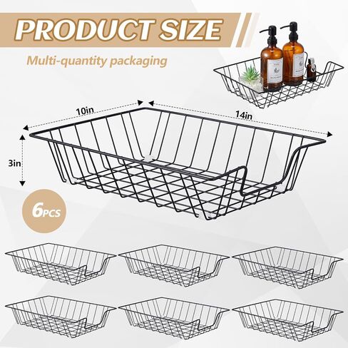 Yeaqee 6 Pcs Letter Tray Wire Paper Trays Stackable File Desk Organizer Metal File Paper Holder Basket for Desk Desktop Letter Storage for Office Home Classroom School(14'' x 10'' x 3'',Black) in Saudi Arabia