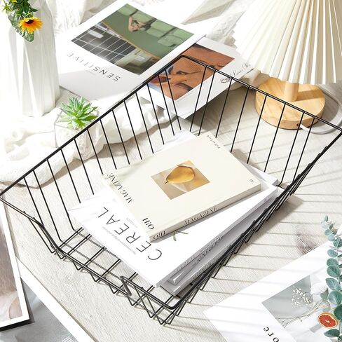 Yeaqee 6 Pcs Letter Tray Wire Paper Trays Stackable File Desk Organizer Metal File Paper Holder Basket for Desk Desktop Letter Storage for Office Home Classroom School(14'' x 10'' x 3'',Black) in Saudi Arabia