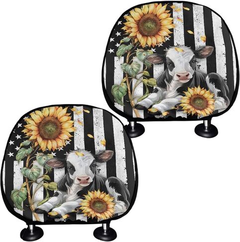 3D Colorful Floral Print Car Truck SUV Van Headrest Covers,Personalized Universal Car Seat Head Rest Protector for Women in Saudi Arabia