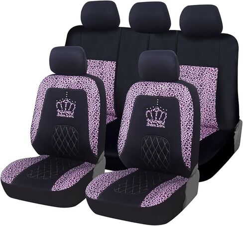 AUTOYOUTH قطعتان من أغطية مقاعد الدلو الأمامية المخملية العصرية بنمط الفهد - مناسبة عالميًا للسيارات وسيارات الدفع الرباعي والشاحنات (أصفر-2) in Kuwait