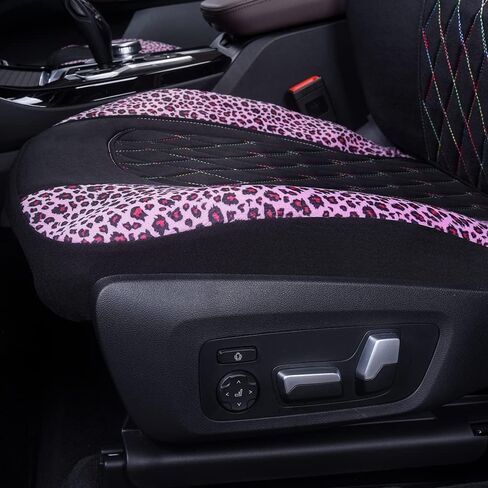 AUTOYOUTH قطعتان من أغطية مقاعد الدلو الأمامية المخملية العصرية بنمط الفهد - مناسبة عالميًا للسيارات وسيارات الدفع الرباعي والشاحنات (أصفر-2) in Kuwait