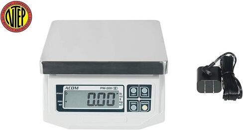 ACOM APW-200 Digital Portion Control Scale, Lb/Oz/Kg/g Switchable, Low Profile Design, 30lb Capacity, 0.01lb Readability, Single Display, NTEP Legal for Trade COC #18-060A1 in Saudi Arabia