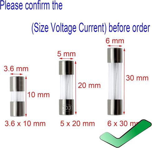 Pack of 10 pcs 500mA F0.5AL Fast-Blow Fuse 0.5A 250V Glass Fuses 0.23 x 1.18 inch / 6 x 30 mm (0.5amp) (F0.5A) in Saudi Arabia
