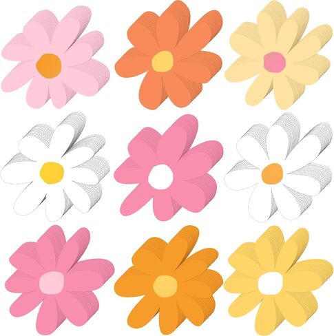 200 Pcs Daisy Flower Cutouts Summer Boho Hippie Bulletin Board Retro Cutouts with 400 Glue Points Paper Groovy Party Decorations Groovy Classroom Decor for DIY Craft School Birthday Supplies in Saudi Arabia