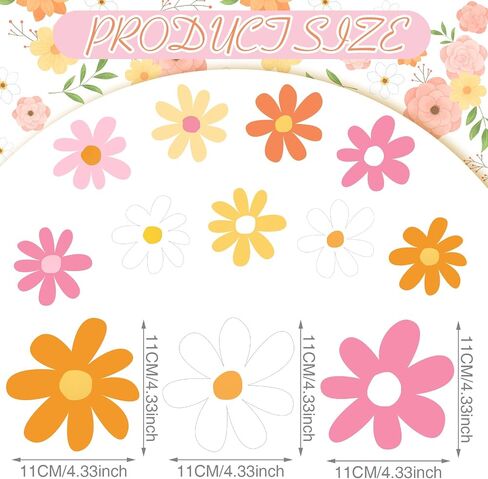 200 Pcs Daisy Flower Cutouts Summer Boho Hippie Bulletin Board Retro Cutouts with 400 Glue Points Paper Groovy Party Decorations Groovy Classroom Decor for DIY Craft School Birthday Supplies in Saudi Arabia