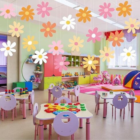 200 Pcs Daisy Flower Cutouts Summer Boho Hippie Bulletin Board Retro Cutouts with 400 Glue Points Paper Groovy Party Decorations Groovy Classroom Decor for DIY Craft School Birthday Supplies in Saudi Arabia