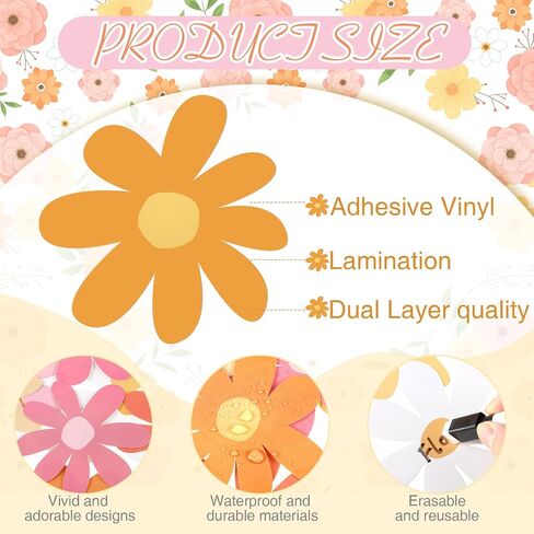 200 Pcs Daisy Flower Cutouts Summer Boho Hippie Bulletin Board Retro Cutouts with 400 Glue Points Paper Groovy Party Decorations Groovy Classroom Decor for DIY Craft School Birthday Supplies in Saudi Arabia