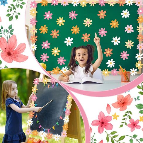 200 Pcs Daisy Flower Cutouts Summer Boho Hippie Bulletin Board Retro Cutouts with 400 Glue Points Paper Groovy Party Decorations Groovy Classroom Decor for DIY Craft School Birthday Supplies in Saudi Arabia