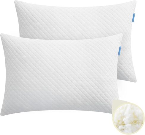 Choc chick Shredded Memory Foam Toddler Pillow Pack of 2,20X14inches Kids Pillow with Machine Washable Comfortable Pillowcase,Adjustable Height Toddler Pillows for Sleeping 2-5 Years Old (Beige) in Saudi Arabia