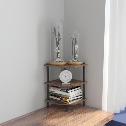 منظم طاولة الحمام، رف مكتب زاوية، رف سطح المطبخ الخشبي من 3 طبقات، رف سطح المكتب، بني ريفي in Kuwait