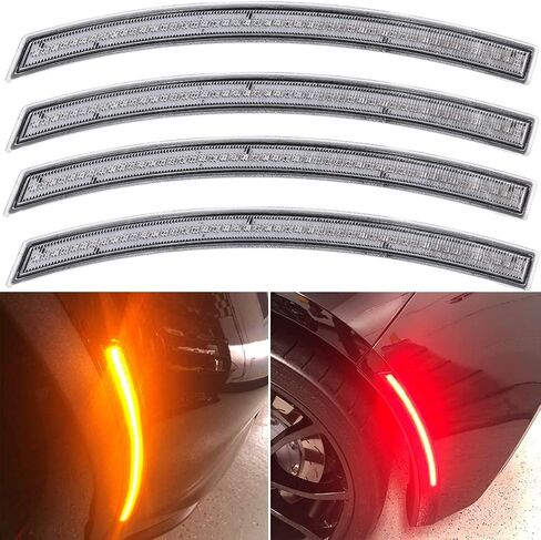 NJSBYL Smoked Lens Corvette C7 LED Front Rear Side Marker Lamps for 2014 2015 2016 2017 2018 2019 Chevy Corvette Grand Sport Stingray Z06 ZR1 Red Amber LED Turn Singal Light Kits Sidemarker Lamps in Saudi Arabia