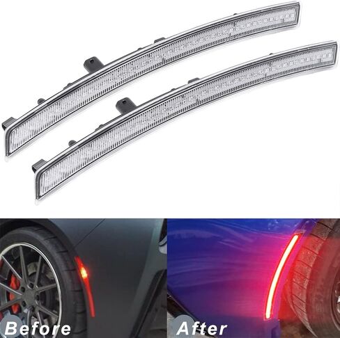 NJSBYL Smoked Lens Corvette C7 LED Front Rear Side Marker Lamps for 2014 2015 2016 2017 2018 2019 Chevy Corvette Grand Sport Stingray Z06 ZR1 Red Amber LED Turn Singal Light Kits Sidemarker Lamps in Saudi Arabia