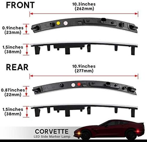 NJSBYL Smoked Lens Corvette C7 LED Front Rear Side Marker Lamps for 2014 2015 2016 2017 2018 2019 Chevy Corvette Grand Sport Stingray Z06 ZR1 Red Amber LED Turn Singal Light Kits Sidemarker Lamps in Saudi Arabia