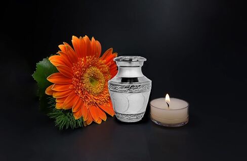 Keepsake White Silver Urn for Human Ashes, with Case and Velvet Bag – Mini Funeral Burial White by Eternal Memory (Small) in Saudi Arabia