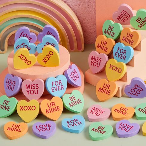 JOYIN 60 Packs Valentine Heart Erasers for Kids, Candy Colors Novelty Pencil Eraser, Valentine Day Gifts Set, Valentine's Classroom Exchange Eraser, Kids Classroom School Prize in Saudi Arabia