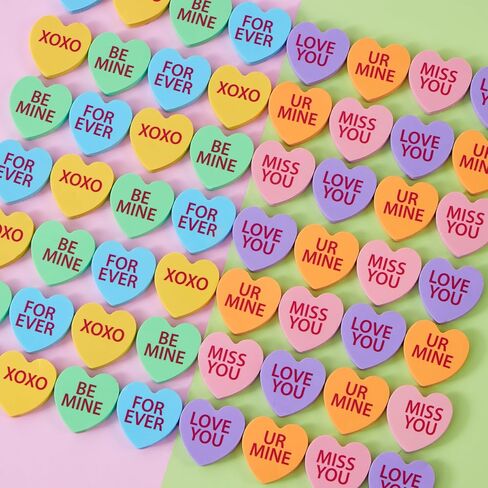 JOYIN 60 Packs Valentine Heart Erasers for Kids, Candy Colors Novelty Pencil Eraser, Valentine Day Gifts Set, Valentine's Classroom Exchange Eraser, Kids Classroom School Prize in Saudi Arabia
