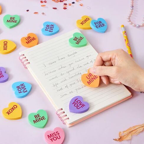 JOYIN 60 Packs Valentine Heart Erasers for Kids, Candy Colors Novelty Pencil Eraser, Valentine Day Gifts Set, Valentine's Classroom Exchange Eraser, Kids Classroom School Prize in Saudi Arabia