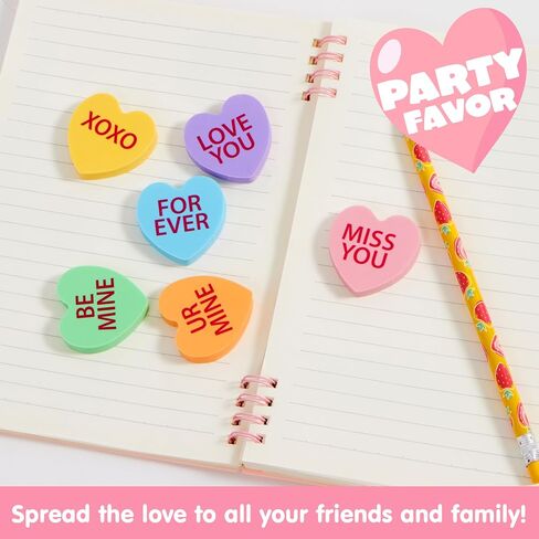 JOYIN 60 Packs Valentine Heart Erasers for Kids, Candy Colors Novelty Pencil Eraser, Valentine Day Gifts Set, Valentine's Classroom Exchange Eraser, Kids Classroom School Prize in Saudi Arabia