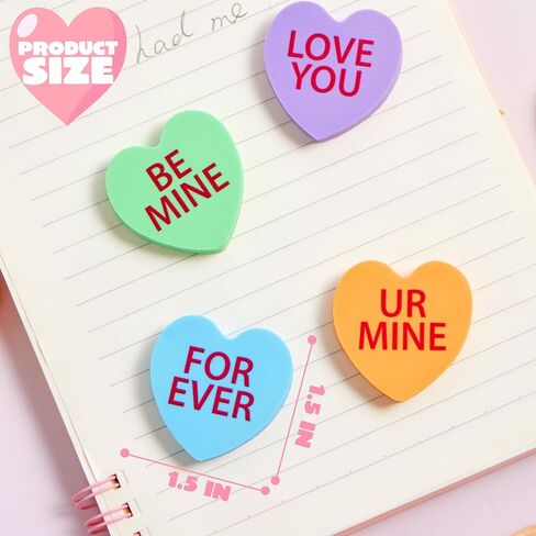 JOYIN 60 Packs Valentine Heart Erasers for Kids, Candy Colors Novelty Pencil Eraser, Valentine Day Gifts Set, Valentine's Classroom Exchange Eraser, Kids Classroom School Prize in Saudi Arabia