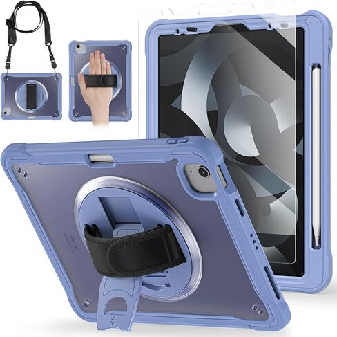 حافظة BRAECNstock iPad Air 5th/4th Gen 10.9 بوصة وPro11 بوصة، حافظة واقية مضادة للصدمات مع حامل قلم رصاص وواقي شاشة، حزام يد يدور 360 درجة / حامل لجهاز iPad 10.9/11 بوصة لغطاء الكمبيوتر اللوحي للأطفال - كاكي in Kuwait