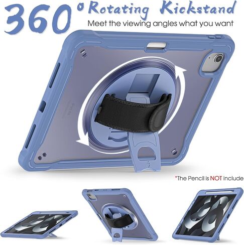 حافظة BRAECNstock iPad Air 5th/4th Gen 10.9 بوصة وPro11 بوصة، حافظة واقية مضادة للصدمات مع حامل قلم رصاص وواقي شاشة، حزام يد يدور 360 درجة / حامل لجهاز iPad 10.9/11 بوصة لغطاء الكمبيوتر اللوحي للأطفال - كاكي in Kuwait