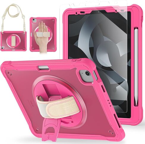 حافظة BRAECNstock iPad Air 5th/4th Gen 10.9 بوصة وPro11 بوصة، حافظة واقية مضادة للصدمات مع حامل قلم رصاص وواقي شاشة، حزام يد يدور 360 درجة / حامل لجهاز iPad 10.9/11 بوصة لغطاء الكمبيوتر اللوحي للأطفال - كاكي in Kuwait