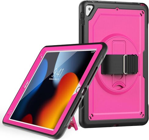 حافظة iPad لموديلات 10.2/10.5 بوصة: متوافقة مع iPad 9th/8th/7th Gen (10.2"، 2021-2019)، iPad Air 3 (10.5 بوصة)، تتضمن واقي شاشة - حامل دوار 360 درجة (وردي وردي) in Kuwait