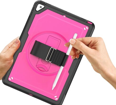 حافظة iPad لموديلات 10.2/10.5 بوصة: متوافقة مع iPad 9th/8th/7th Gen (10.2"، 2021-2019)، iPad Air 3 (10.5 بوصة)، تتضمن واقي شاشة - حامل دوار 360 درجة (وردي وردي) in Kuwait