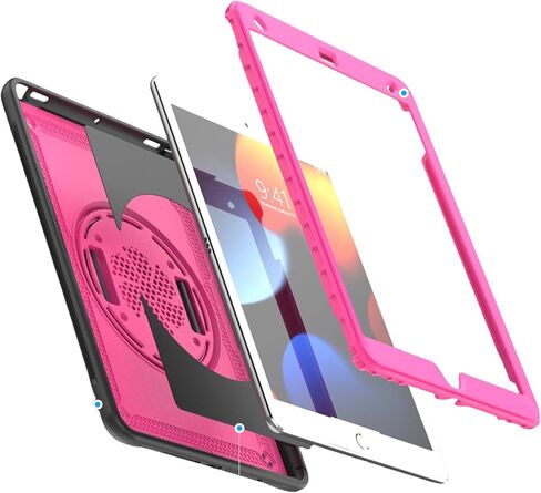 حافظة iPad لموديلات 10.2/10.5 بوصة: متوافقة مع iPad 9th/8th/7th Gen (10.2"، 2021-2019)، iPad Air 3 (10.5 بوصة)، تتضمن واقي شاشة - حامل دوار 360 درجة (وردي وردي) in Kuwait