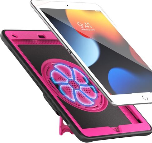 حافظة iPad لموديلات 10.2/10.5 بوصة: متوافقة مع iPad 9th/8th/7th Gen (10.2"، 2021-2019)، iPad Air 3 (10.5 بوصة)، تتضمن واقي شاشة - حامل دوار 360 درجة (وردي وردي) in Kuwait