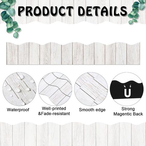 Capoda 24 Pcs Magnetic Borders White Wood Bulletin Board Border Classroom Decorations Magnetic Border Strips Reusable Scalloped Border Trim for Office Whiteboard Chalkboard Back to School Teachers in Saudi Arabia