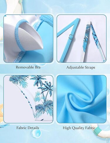 ملابس سباحة للفتيات، ملابس سباحة للمراهقات، بدلات استحمام للمراهقين بنقشة زهور استوائية ونمط متقاطع للفتيات من سن 12 إلى 14 قطعتين in Kuwait