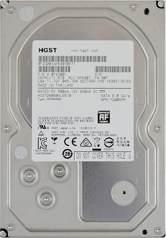 HGST Ultrastar 7K6000 HUS726060ALE610 0F23001 6TB 7200 RPM SATA 3.5in 512E ISE 128MB Cache Enterprise Hard Drive (Renewed) in Saudi Arabia